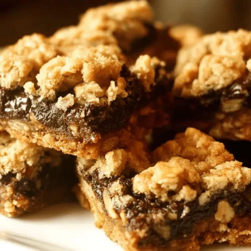 Stack of homemade Chocolate Revel Bars on a white plate.